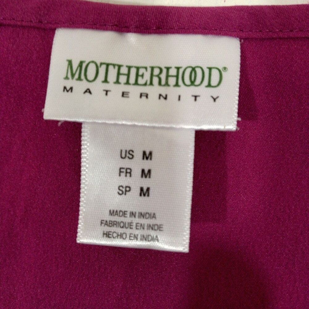 Motherhood Maternity Woman Med Sleeveless Top Blouse Ruffle Fuchsia Pink V Neck - Picture 5 of 6